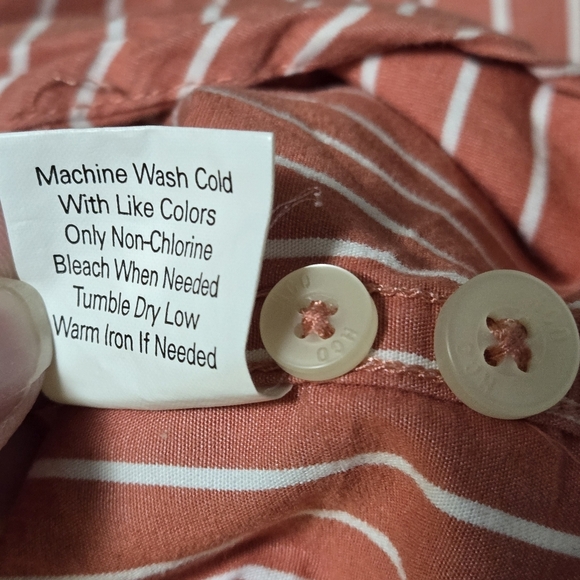 Hollister Cal. Men's Salmon Color 💯 Cotton Striped Button Up Long Sleeve Shirt - Picture 8 of 12